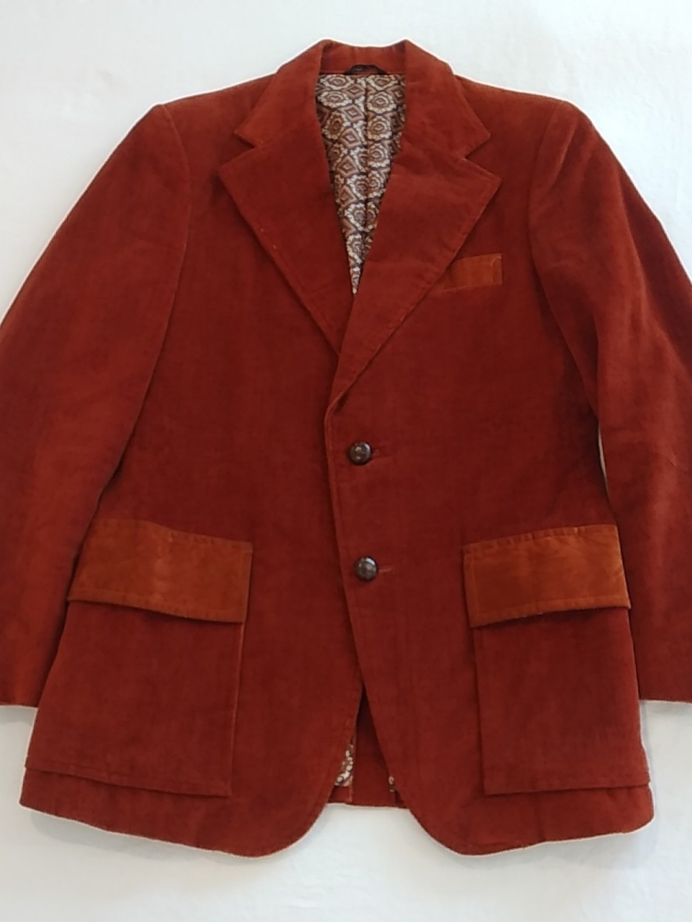 Vintage Made In Japan Men's Rust Corduroy Blazer - Classic Tailored Jacket 38R